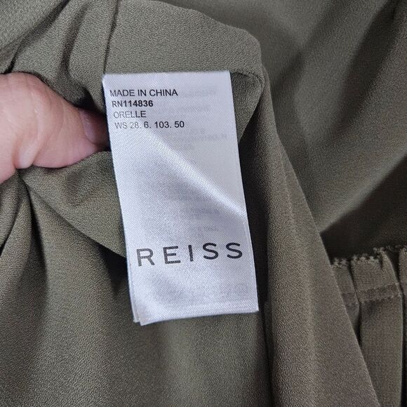 REISS Orelle Pintuck Panel Mini Skirt Olive Pleated Size 8 - Picture 8 of 10